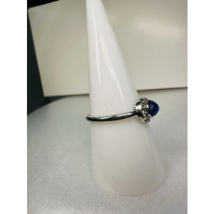 Ring Bomb Party Sz9 RBP Genuine Blue Gem & Colorless Accents Rhodium Pl