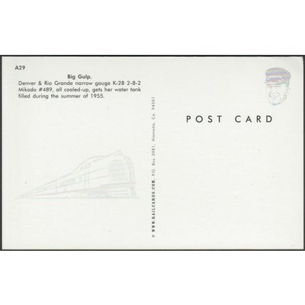 Denver & Rio Grande K-28 2-8-2 Mikado #489 - Railcards Postcard