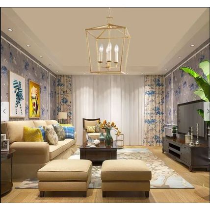 4-Light Golden Lantern Chandelier,