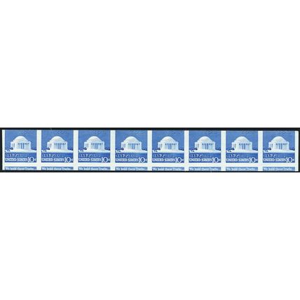 1520b, MNH 10¢ Imperforate & Miscut Strip of 8 Error * Stuart Katz