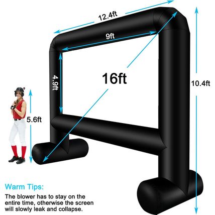 16 Feet Inflatable Movie Screen Outdoor, Inflatable Projector Screen with Blower