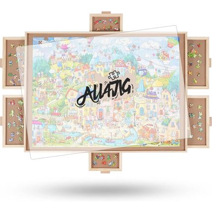 ALL4JIG 1500 Pieces Rotating Puzzle Board with 6 Drawers and Cover,25"X34"Portab
