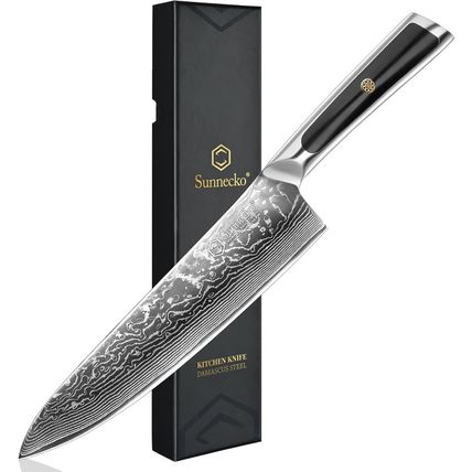 Sunnecko 8 Inch Chef Knife Professional, Sharp Kitchen Knife Damascus Chefs Knif