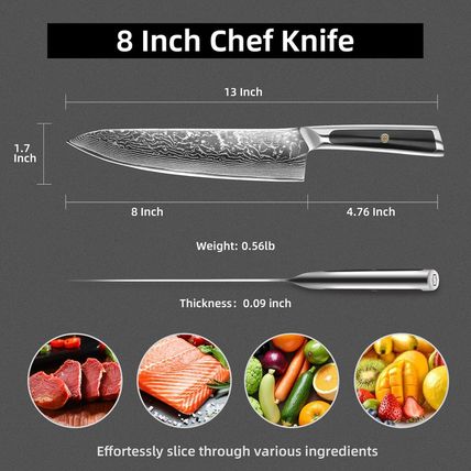 Sunnecko 8 Inch Chef Knife Professional, Sharp Kitchen Knife Damascus Chefs Knif