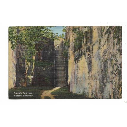 4 postcards lot Bahamas Nassau Government House hotel Queen's Staircase