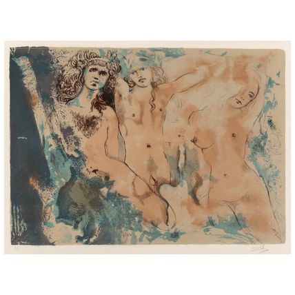 Salvador Dalí (1904-1989). Three Hippies, 1970 Poster Canvas Movie Film Print A0