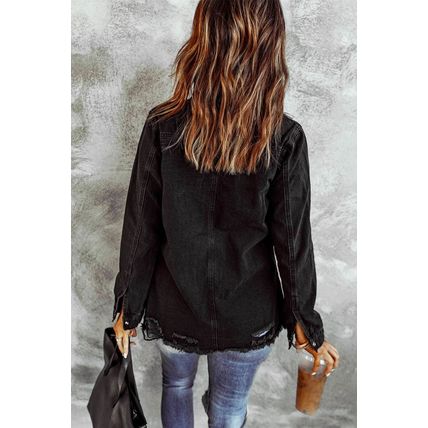 Black Ripped Denim Jacket