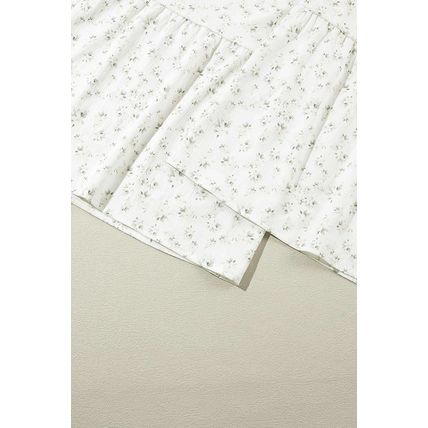 White Boho Floral Smocked Wide Leg Short Puff Sleeve Jumpsuit