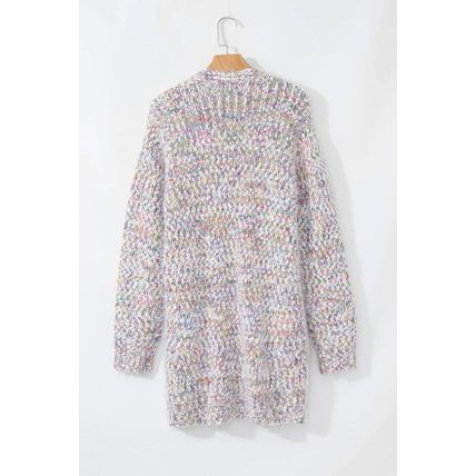 Yellow Multicolor Confetti Open Front Knit Cardigan