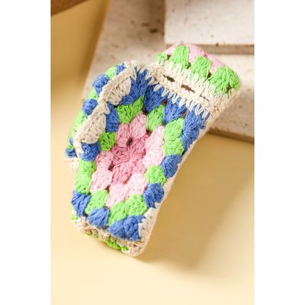 Dark Blue Flower Crochet Cover Hair Clawclip