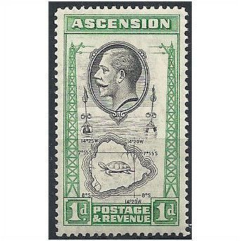 Ascension 1934 SG22 1d Black & Emerald Mounted Mint...