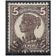 Queensland 1907 SG248 5d Black-Brown Fine Used...