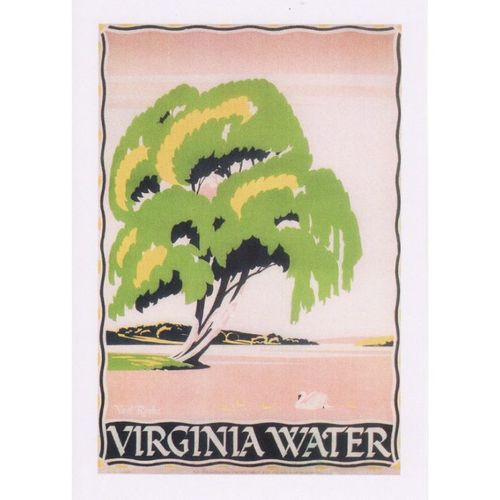 Poster Art Postcard London Transport Virginia Water Lake Swan Noel Rook 1922