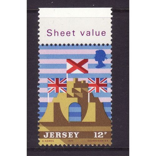JERSEY 1975 JERSEY TOURISM SG127 12p SANDCASTLE AND FLAGS U/M MIN