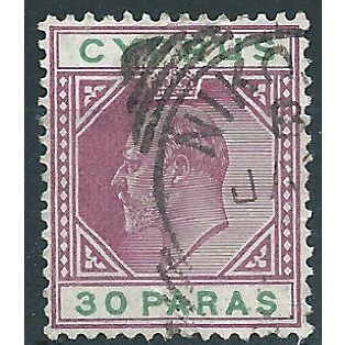 Cyprus 1904 SG63 30 paras Purple & Green Fine Used ....