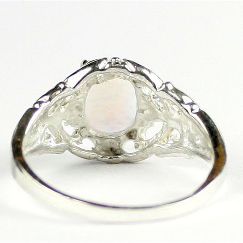 Created White Opal, 925 Sterling Silver Ring, SR113