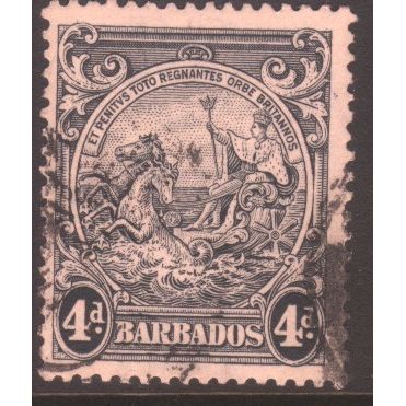 Barbados 1938 - SG253 - 4d black - Badge Of Colony - used