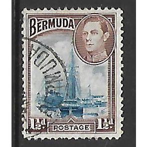 BERMUDA 1945 1 1/2d Lt BLUE AND PURPLE BROWN SG 1111b FINE USED#2