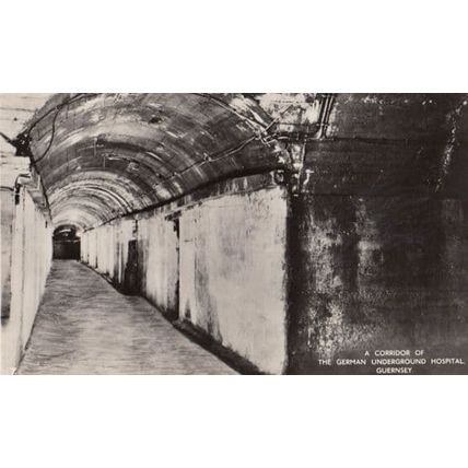 A Corridor of The German Underground Hospital Guernsey Postcard