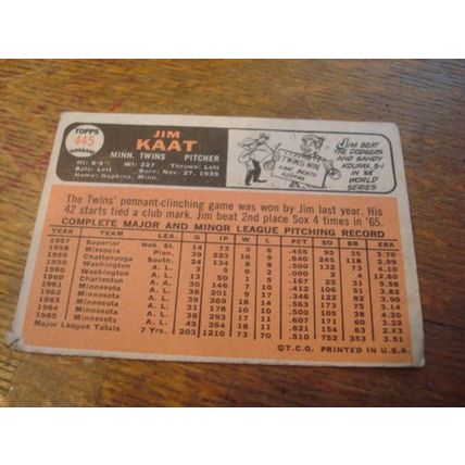 1966 Topps, JIM KAAT, Twins, #445