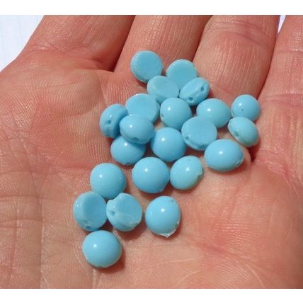 Aqua Blue Dome Round Nailhead Beads 8mm 20 Pieces Sew On bd027