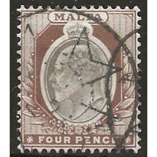 Malta 1904 SG43 4d Blackish Brown & Brown Wmk Crown CA Fine Used . .
