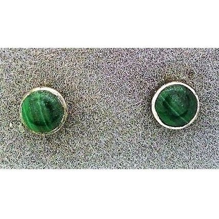 Malachite Sterling Silver Gemstone Stud Earrings 5
