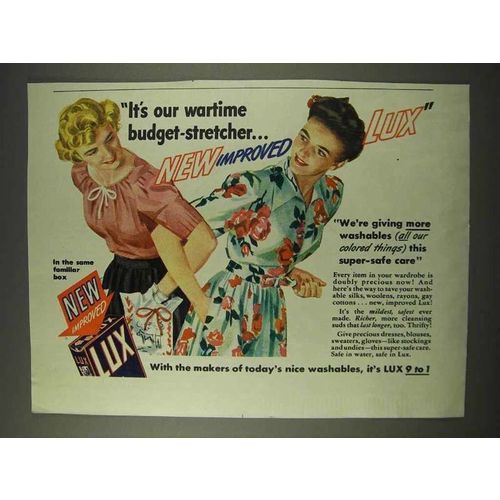 1943 Lux Detergent Ad - Wartime Budget-Stretcher
