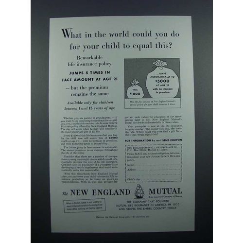 1955 New England Mutual Insurance Ad - Your Child
