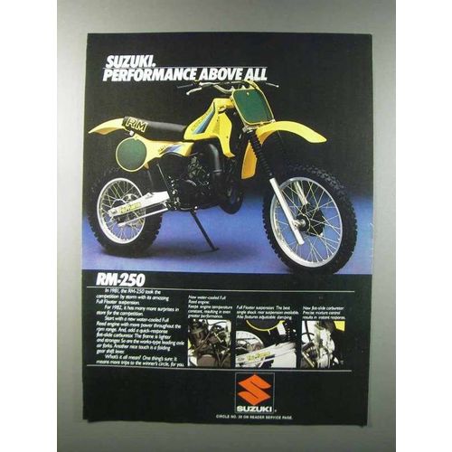 1981 Suzuki RM-250 Motorcycle Ad - Performance