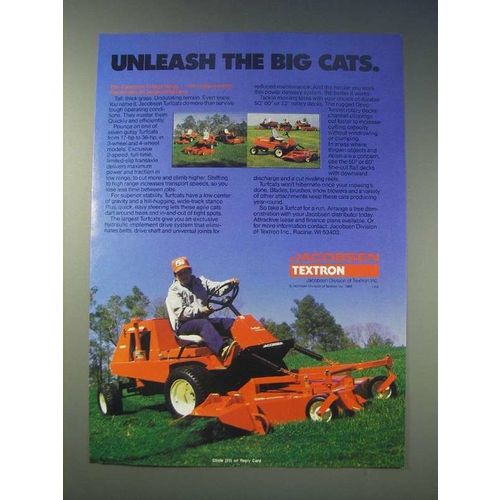 1989 Jacobsen Turfcat Mower Ad - Unleash the big cats