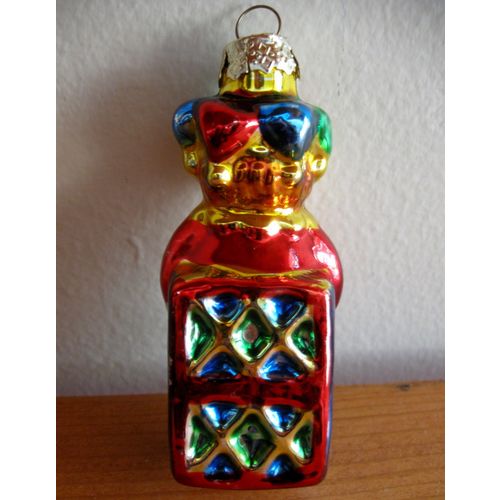 2 Brightly Colored Shiny Christmas Ornaments: JACK-IN-THE-BOX & Rocking Horse