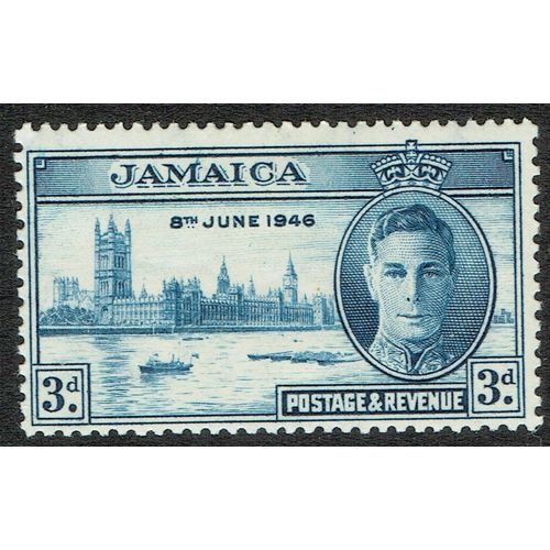 Jamaica 1946 Victory 3d Blue Perf 13.5 SG142a MM