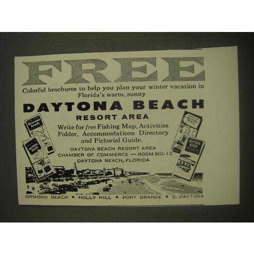 1958 Daytona Beach Tourism Ad - Colorful brochures to help you plan