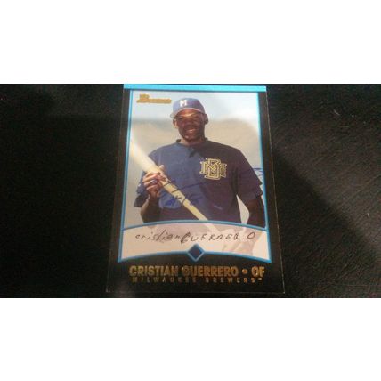 2001 Bowman Card # 305 Cristian Guerrero Auto 202010130505 Milwaukee Brewers