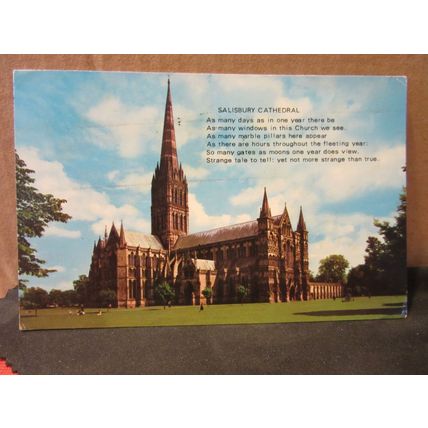 SALISBURY CATHEDRAL, WILTSHIRE used vintage postcard Colourmaster 1978 pm =
