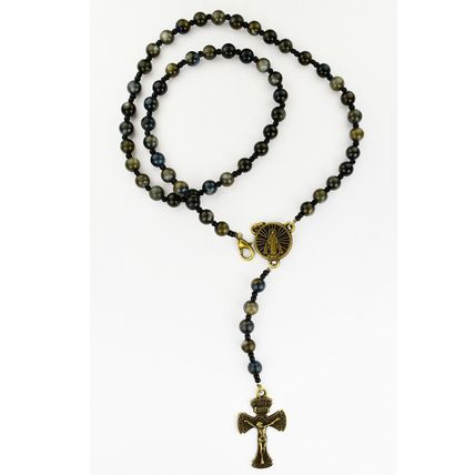 River Rock Rosary with Two Free Prayer Cards and a Rosary Pouch