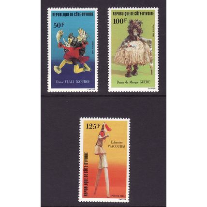 IVORY COAST 1983 TRADITIONAL DANCERS SG 782 / 784 SET 3 VALS U/M MINT