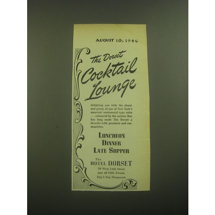 1946 The Hotel Dorset Ad - The Dorset Cocktail Lounge