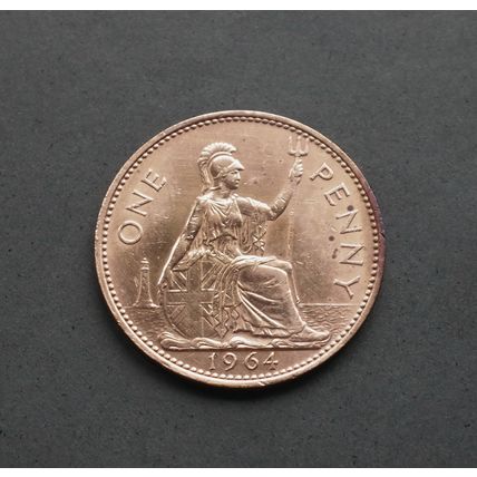 1964 Queen Elizabeth II Great Britain Bronze One Penny