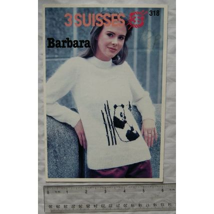 Vintage: 3 Suisses pattern No. 318 panda motif polo or crewe neck sweater