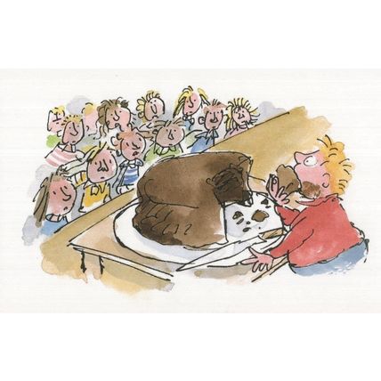 Roald Dahl Matilda Book Georgie & Giant Chocolate Cake Postcard