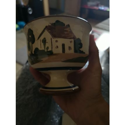 Dartmouth Pottery Motto Ware pedestal bowl better to sit still than rise to fall