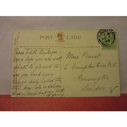 THE PROMENADE, CHELTENHAM, GLOUCESTERSHIRE used antique postcard 1908 pm =
