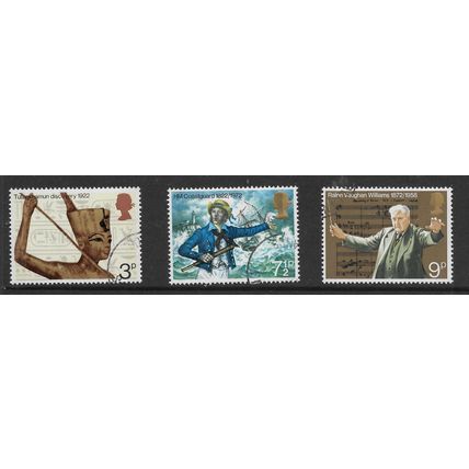 GREAT BRITAIN 1972 GENERAL ANNIVERSARIES SG 901 / 903 SET 3 VALS FINE USED #3