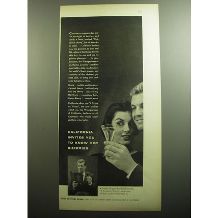 1958 California Wine Advisory Board Ad - invites you to know sherries