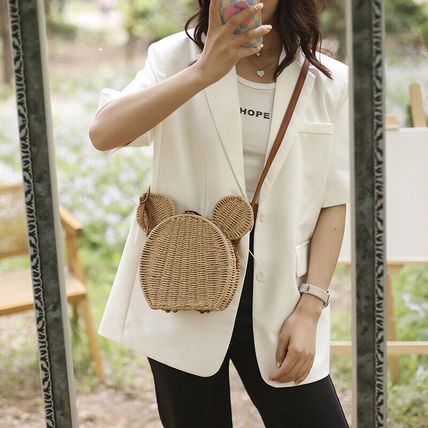 Rattan Straw Shoulder Crossbody Bag Purse Cute Women's Minnie Disney Inspired