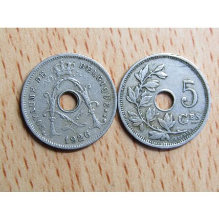 Belgium 1926 5 Centime Belgique (French Text) Coin