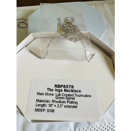 NIB Bomb Party 18" RBP8578 Inga Necklace LC Tourmaline Green Spinel Rhodium P