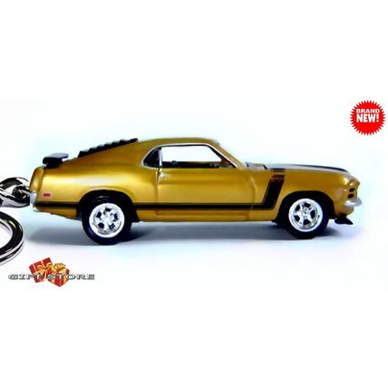RARE KEYCHAIN 70 GOLD FORD MUSTANG BOSS 302 CUSTOM Ltd Ed.❤️GREAT GIFT❤️